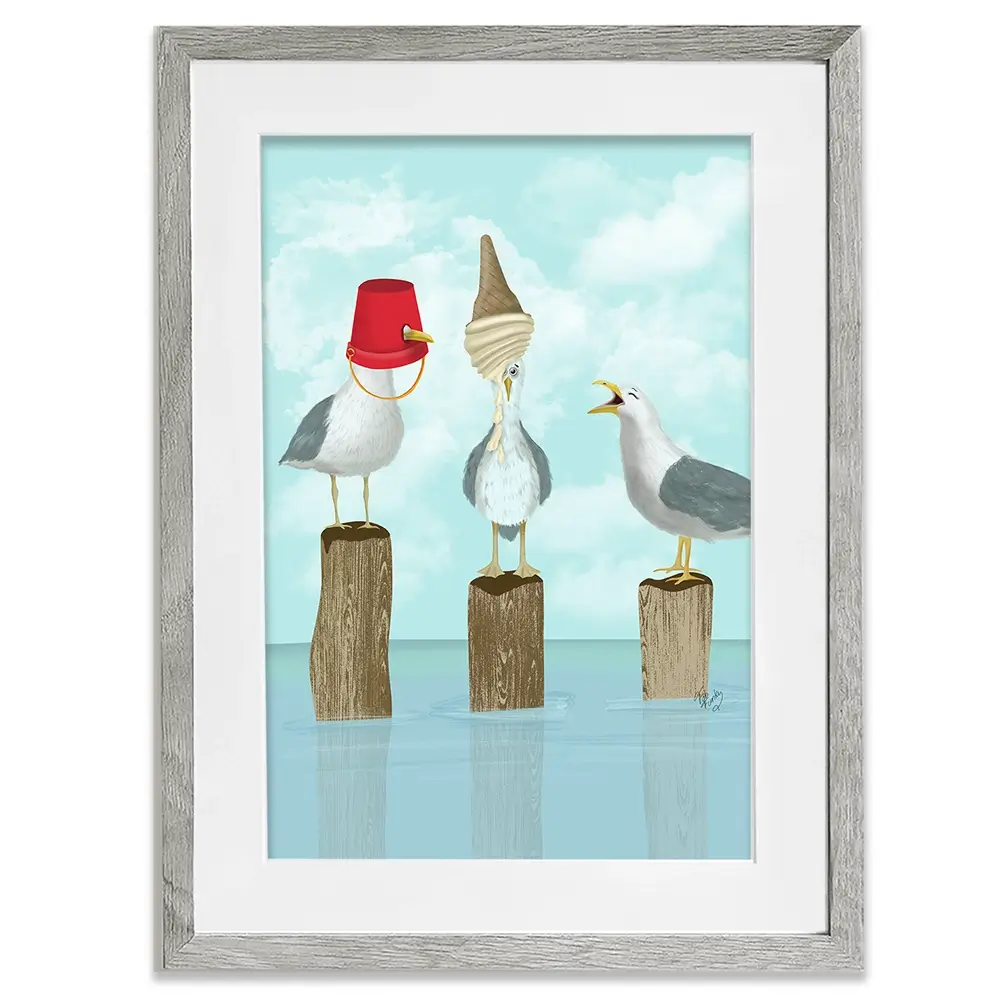 Silly Seagulls Framed Art Print Silly Seagulls Framed Art Print wall art product Fab Funky