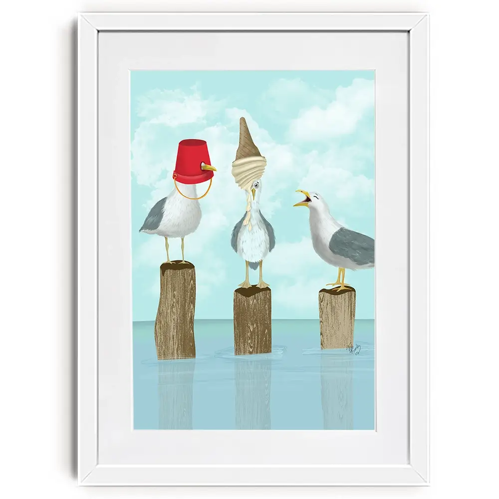 Silly Seagulls Framed Art Print Silly Seagulls Framed Art Print wall art product Fab Funky