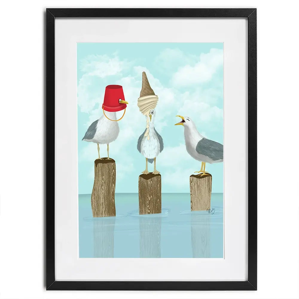 Silly Seagulls Framed Art Print Silly Seagulls Framed Art Print wall art product Fab Funky