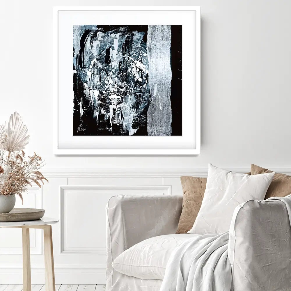 Silver Abstract Framed Art Print Silver Abstract Framed Art Print wall art product Aimee Linzi