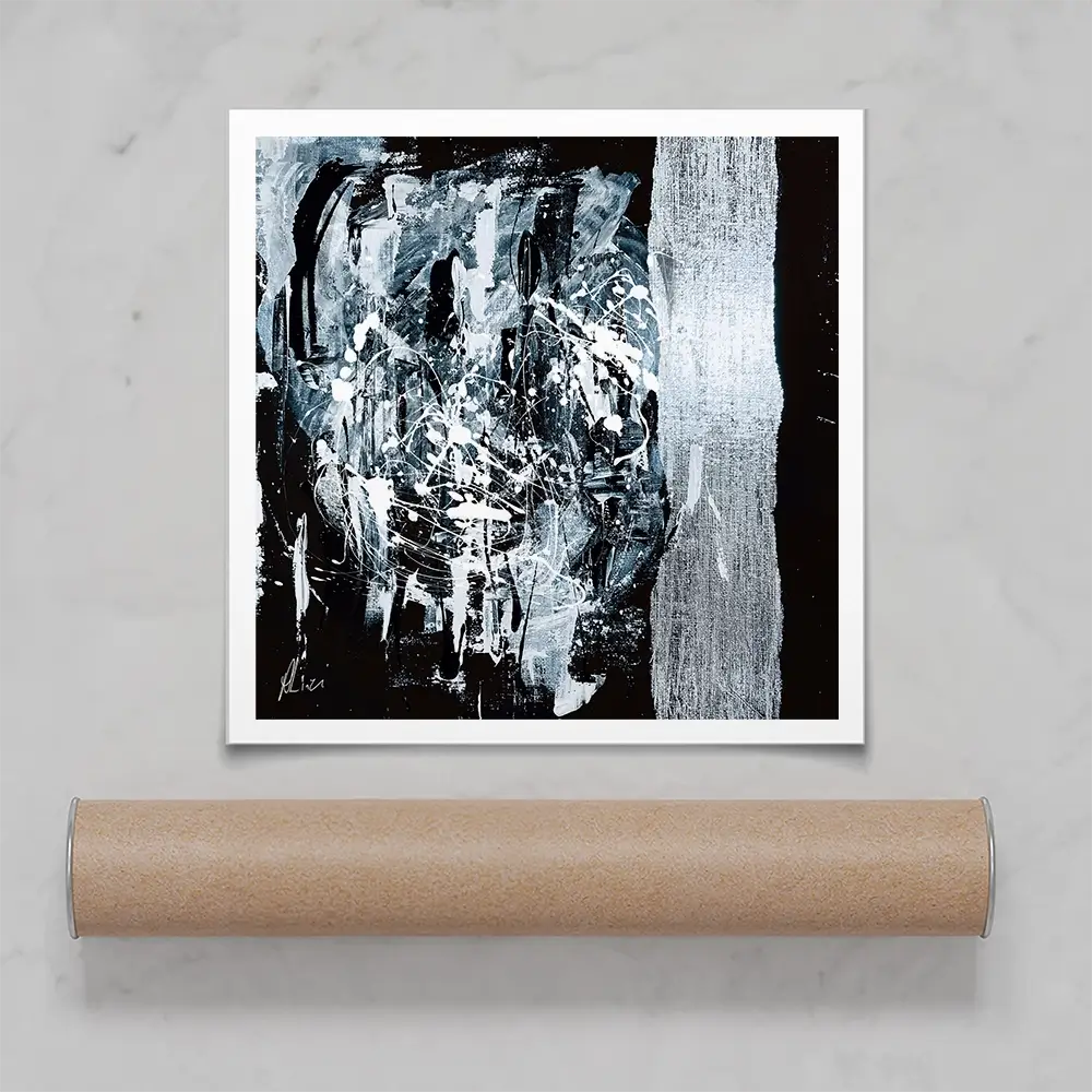 Silver Abstract Square Art Print Silver Abstract Square Art Print wall art product Aimee Linzi