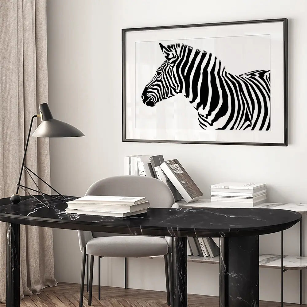 Simple Zebra Framed Art Print Simple Zebra Framed Art Print wall art product Art Print Shop