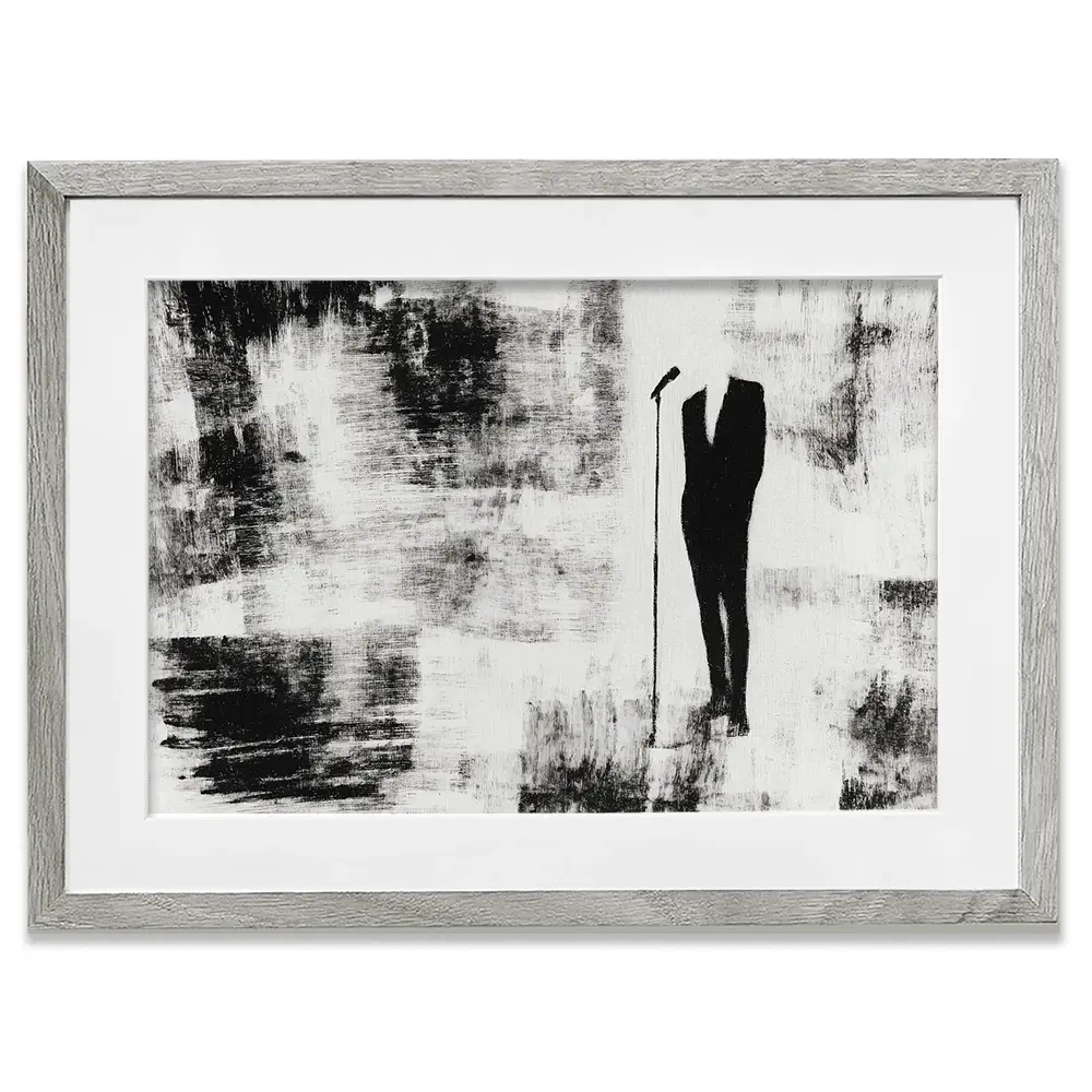 Singer At The Microphone Framed Art Print Singer At The Microphone Framed Art Print wall art product Chromatic Storm Studio