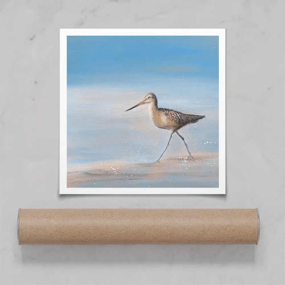 Single Sandpiper Square Art Print Single Sandpiper Square Art Print wall art product Laure Bury