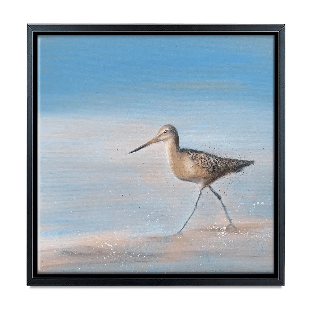 Single Sandpiper Square Canvas Print Single Sandpiper Square Canvas Print wall art product Laure Bury