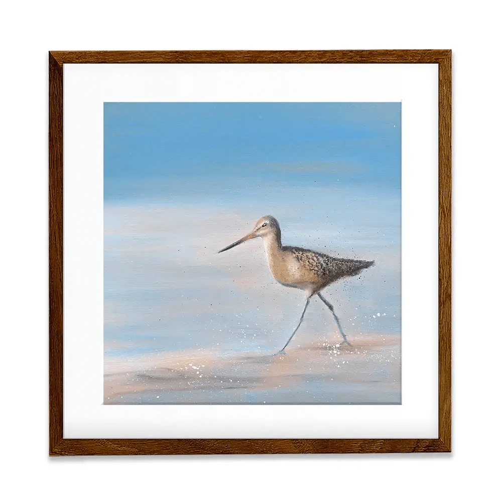 Single Sandpiper Square Framed Art Print Single Sandpiper Square Framed Art Print wall art product Laure Bury