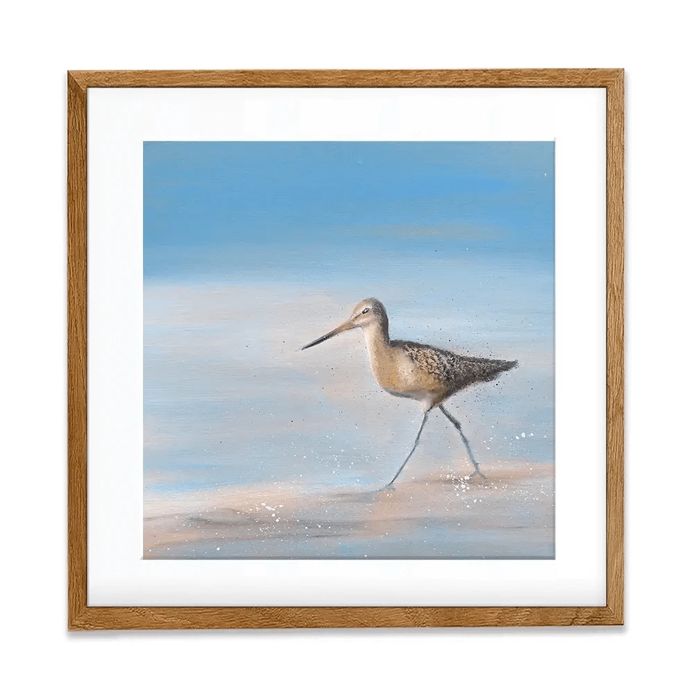 Single Sandpiper Square Framed Art Print Single Sandpiper Square Framed Art Print wall art product Laure Bury