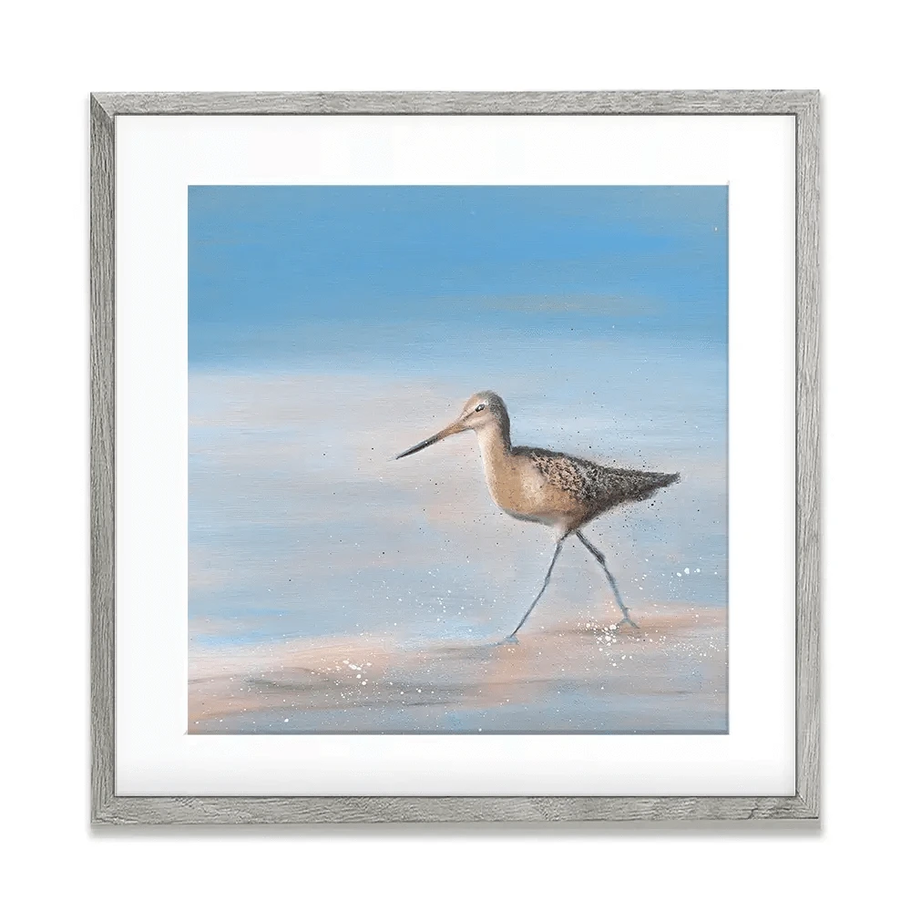 Single Sandpiper Square Framed Art Print Single Sandpiper Square Framed Art Print wall art product Laure Bury