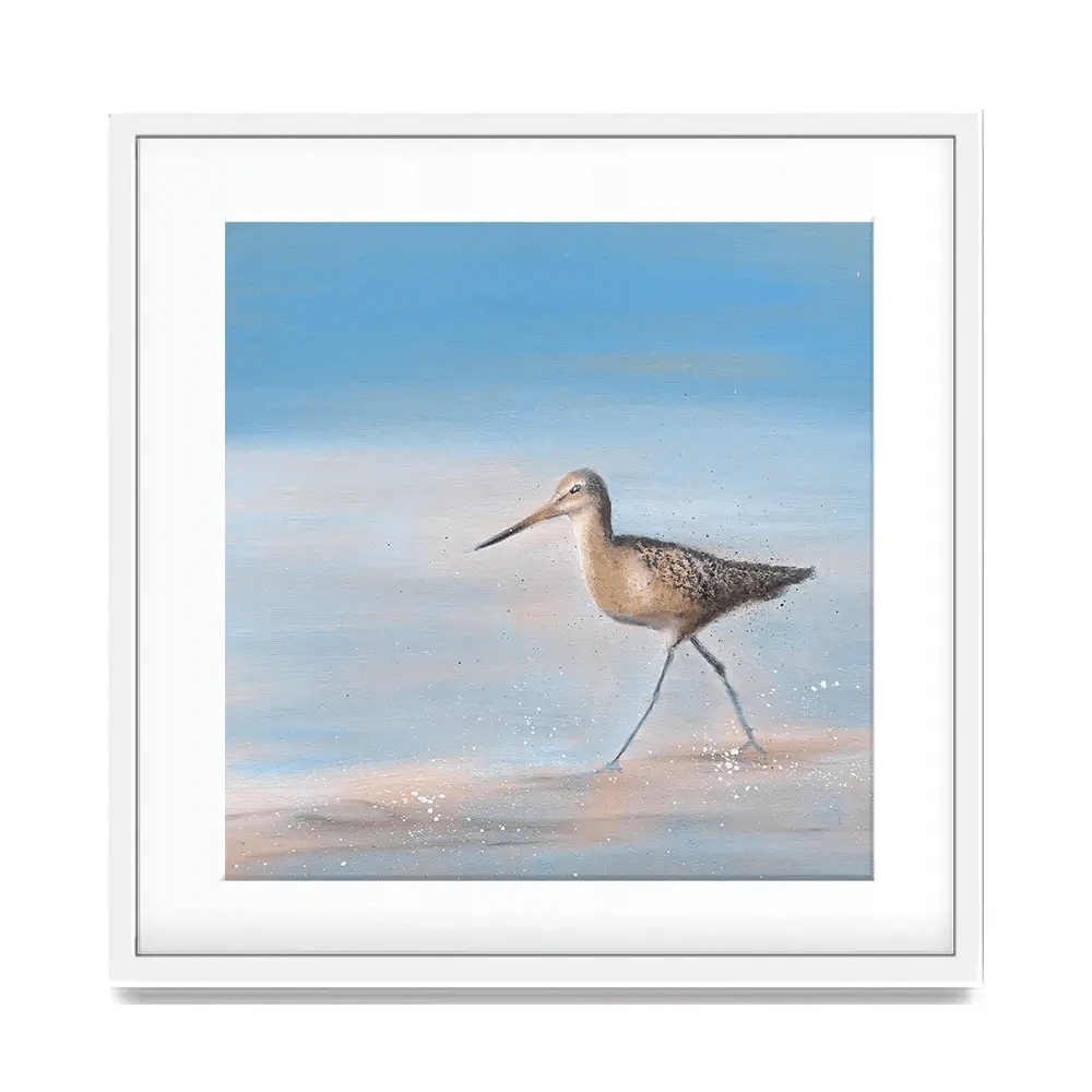 Single Sandpiper Square Framed Art Print Single Sandpiper Square Framed Art Print wall art product Laure Bury