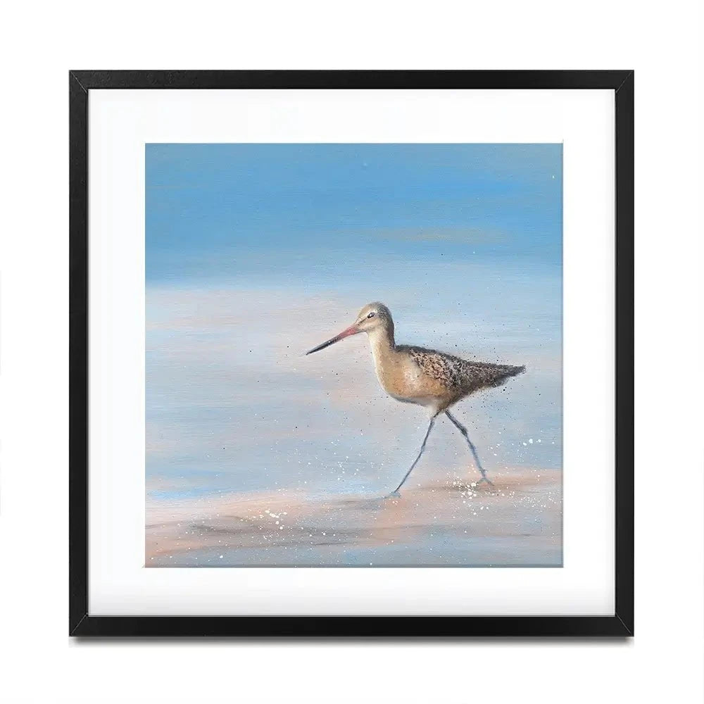 Single Sandpiper Square Framed Art Print Single Sandpiper Square Framed Art Print wall art product Laure Bury