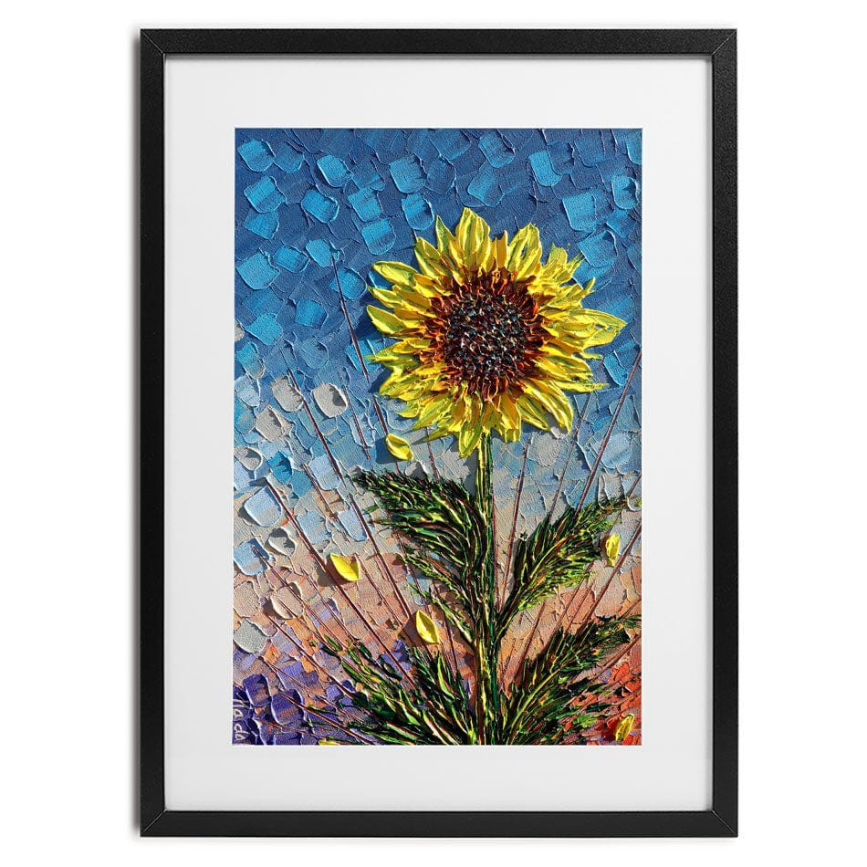 Single Sunflower Framed Art Print wall art product Expression By Nada