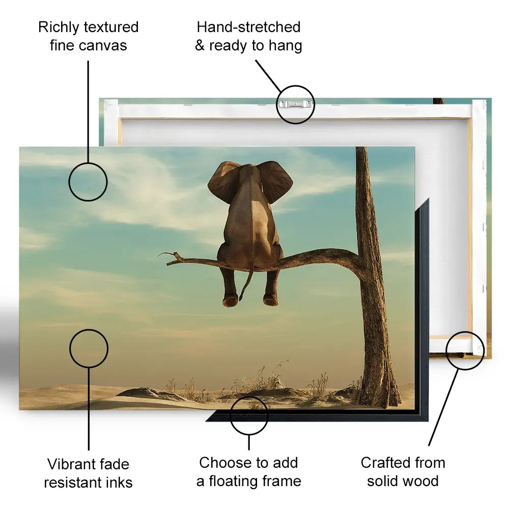 Sitting Elephant Canvas Print Sitting Elephant Canvas Print wall art product Orla / Shutterstock