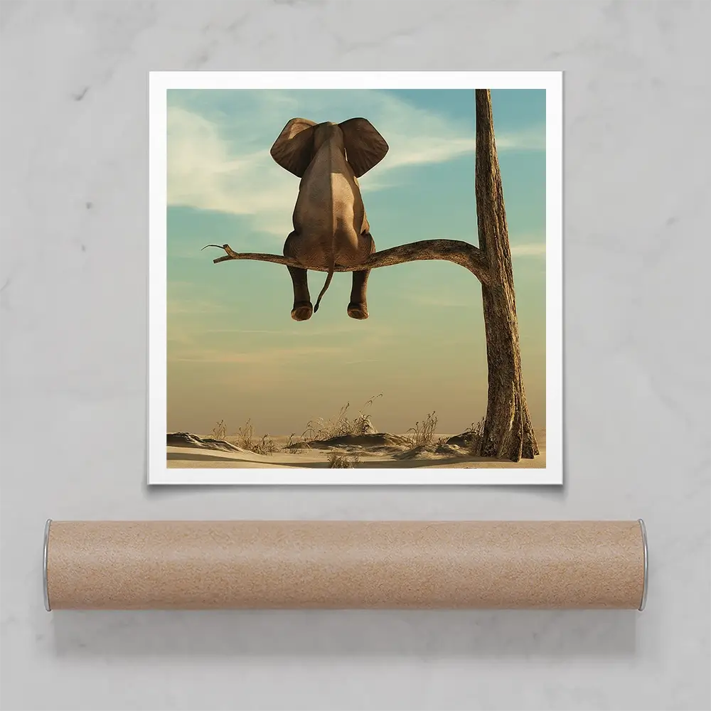 Sitting Elephant Square Art Print Sitting Elephant Square Art Print wall art product Orla / Shutterstock
