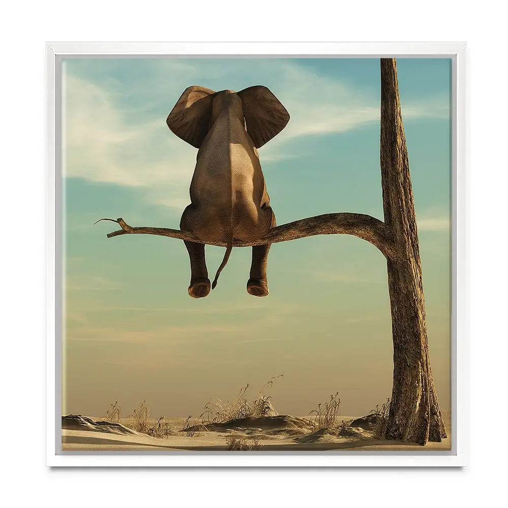 Sitting Elephant Square Canvas Print Sitting Elephant Square Canvas Print wall art product Orla / Shutterstock