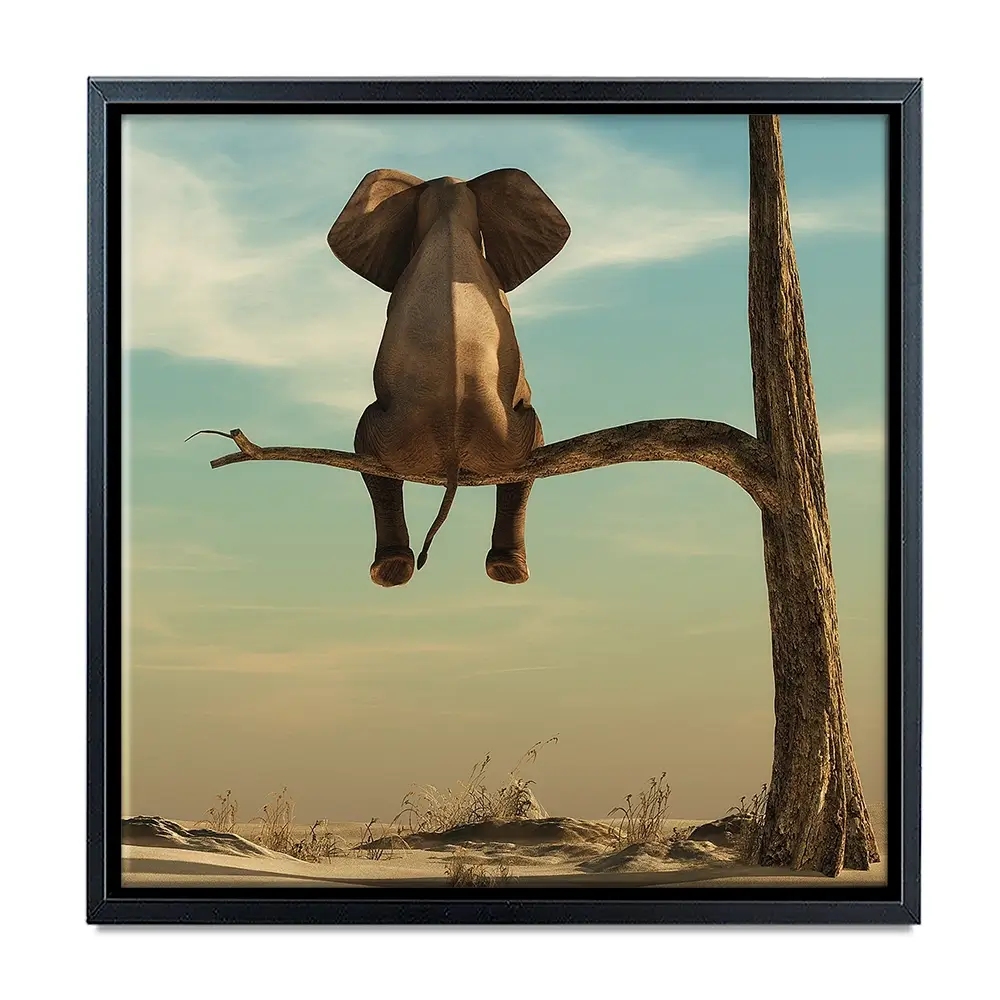 Sitting Elephant Square Canvas Print Sitting Elephant Square Canvas Print wall art product Orla / Shutterstock