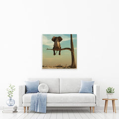 Sitting Elephant Square Canvas Print wall art product Orla / Shutterstock