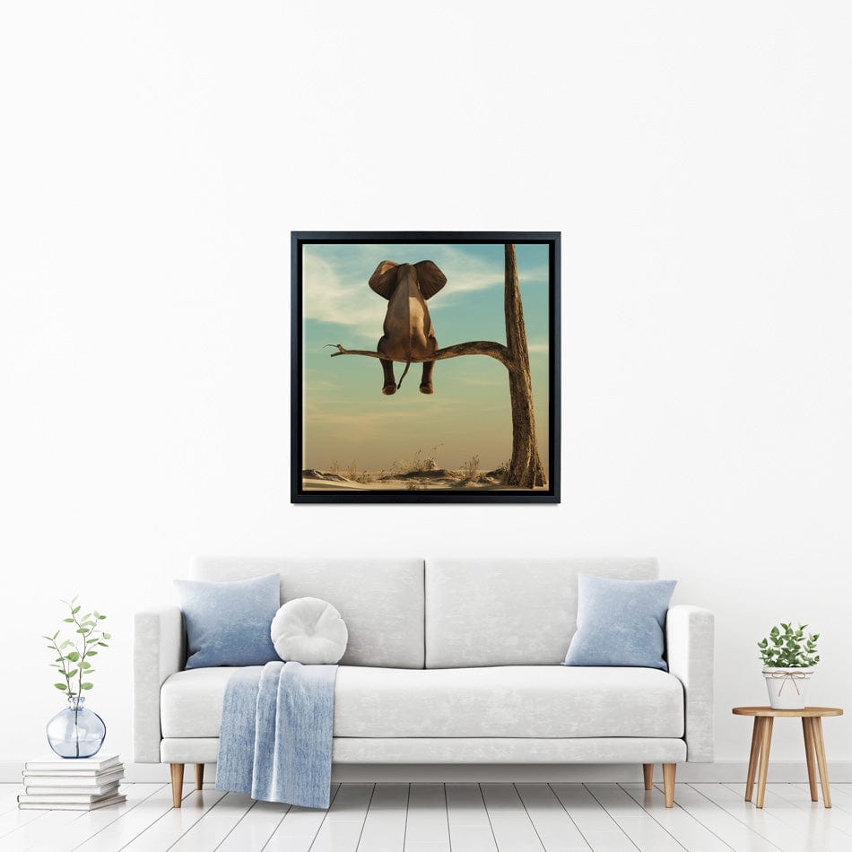 Sitting Elephant Square Canvas Print wall art product Orla / Shutterstock