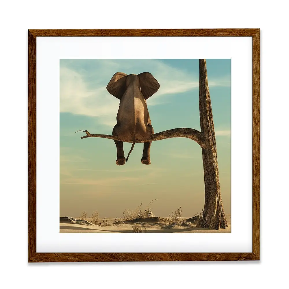 Sitting Elephant Square Framed Art Print Sitting Elephant Square Framed Art Print wall art product Orla / Shutterstock