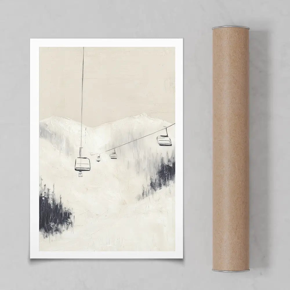 Skier Across Pale Slope Art Print Skier Across Pale Slope Art Print wall art product Chromatic Storm Studio