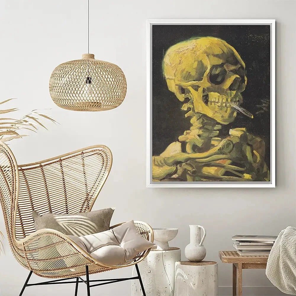 Skull Of A Skeleton With A Burning Cigarette Canvas Print Skull Of A Skeleton With A Burning Cigarette Canvas Print wall art product Vincent Van Gogh