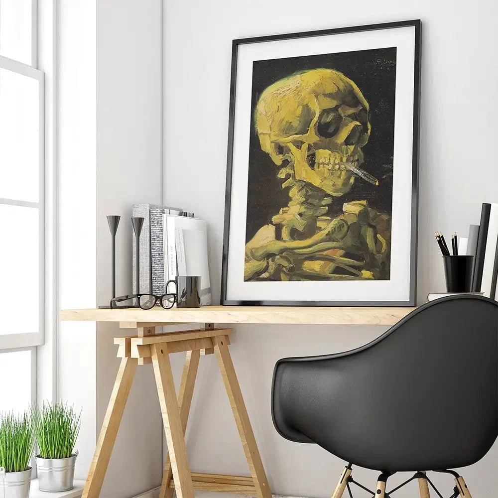 Skull Of A Skeleton With A Burning Cigarette Framed Art Print Skull Of A Skeleton With A Burning Cigarette Framed Art Print wall art product Vincent Van Gogh