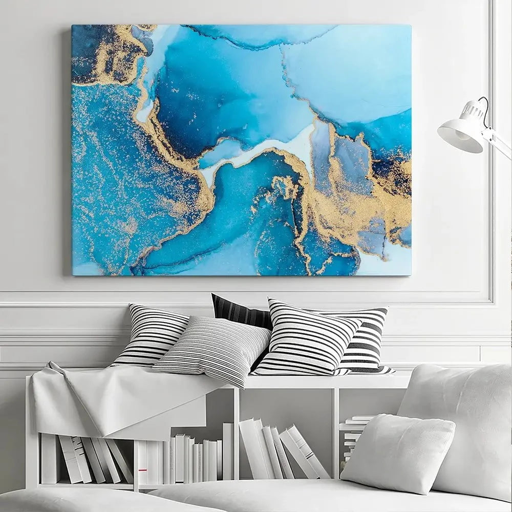Sky Blue Marble Canvas Print Sky Blue Marble Canvas Print wall art product Blue Planet Studio / Shutterstock
