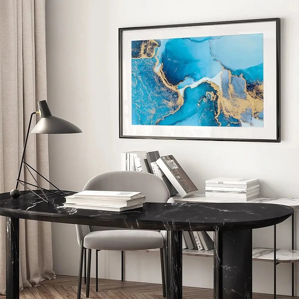 Sky Blue Marble Framed Art Print Sky Blue Marble Framed Art Print wall art product Blue Planet Studio / Shutterstock