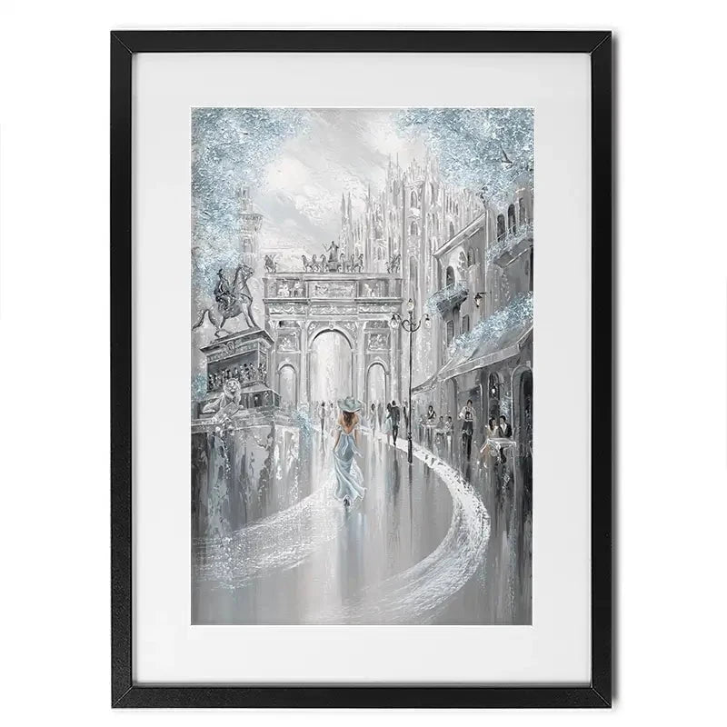Sky Blue Milan Framed Art Print Sky Blue Milan Framed Art Print wall art product Isabella Karolewicz