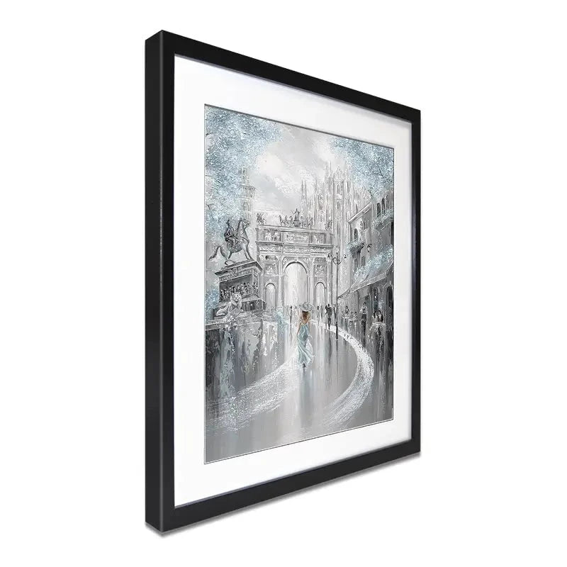 Sky Blue Milan Framed Art Print Sky Blue Milan Framed Art Print wall art product Isabella Karolewicz