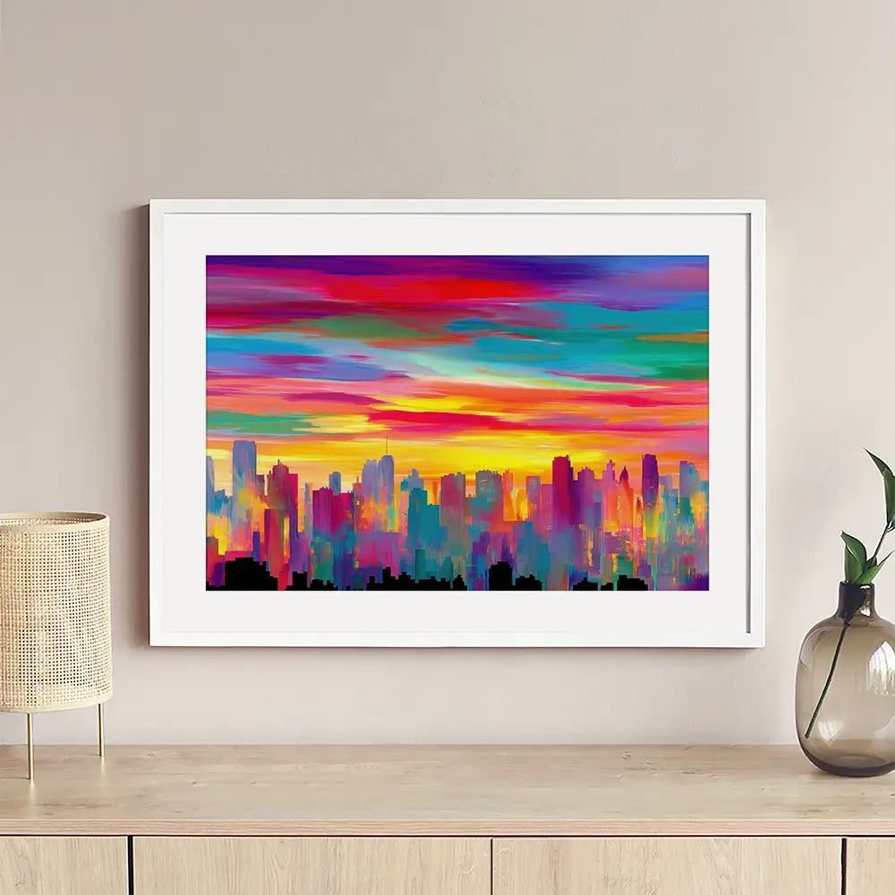 Skyline Ablaze Framed Art Print Skyline Ablaze Framed Art Print wall art product Chromatic Storm Studio