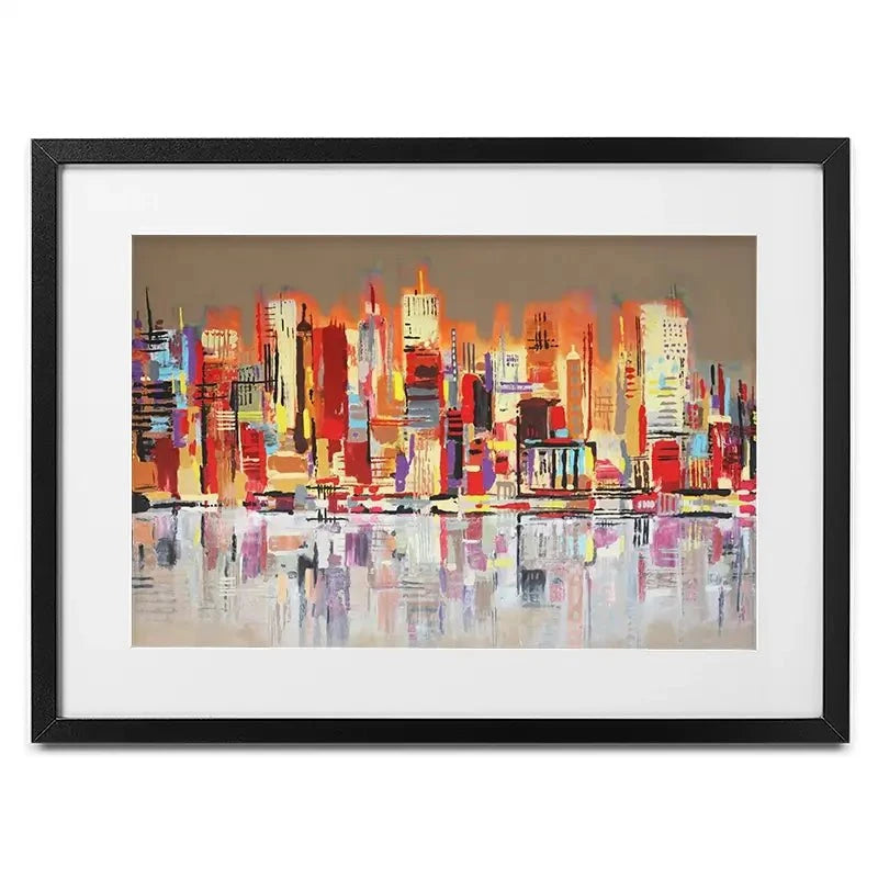 Skyline Biege City Framed Art Print Skyline Biege City Framed Art Print wall art product Maria Moretti