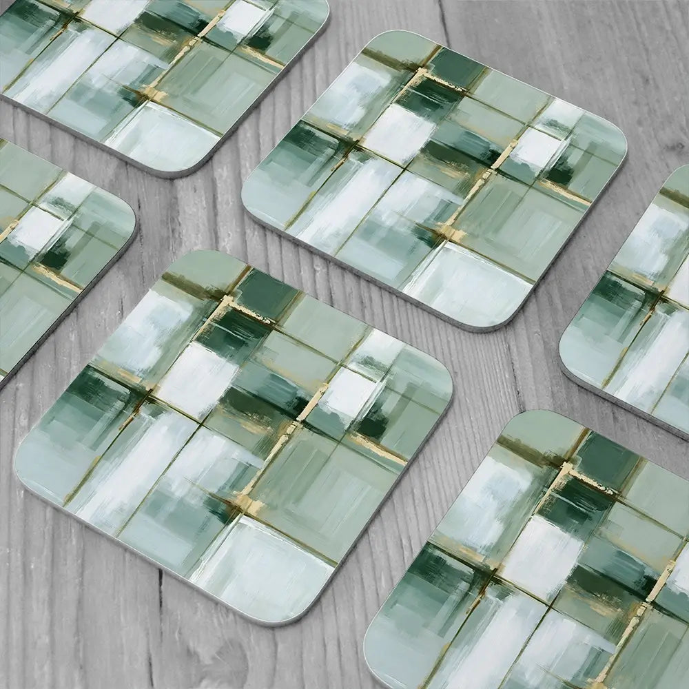 Slate Plaid Grid Coaster Set Slate Plaid Grid Coaster Set wall art product Chromatic Storm Studio