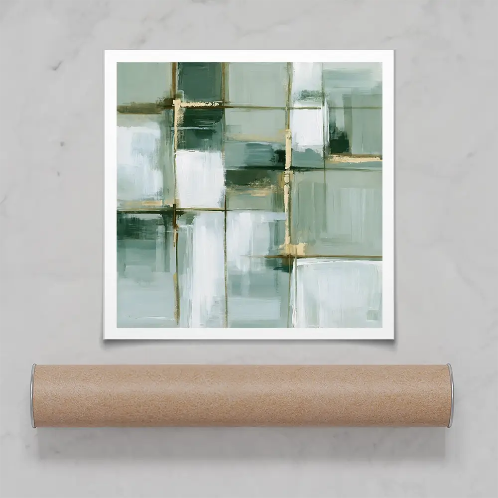 Slate Plaid Grid Square Art Print Slate Plaid Grid Square Art Print wall art product Chromatic Storm Studio