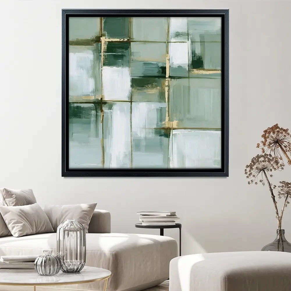 Slate Plaid Grid Square Canvas Print Slate Plaid Grid Square Canvas Print wall art product Chromatic Storm Studio