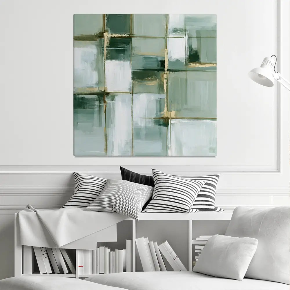Slate Plaid Grid Square Canvas Print Slate Plaid Grid Square Canvas Print wall art product Chromatic Storm Studio