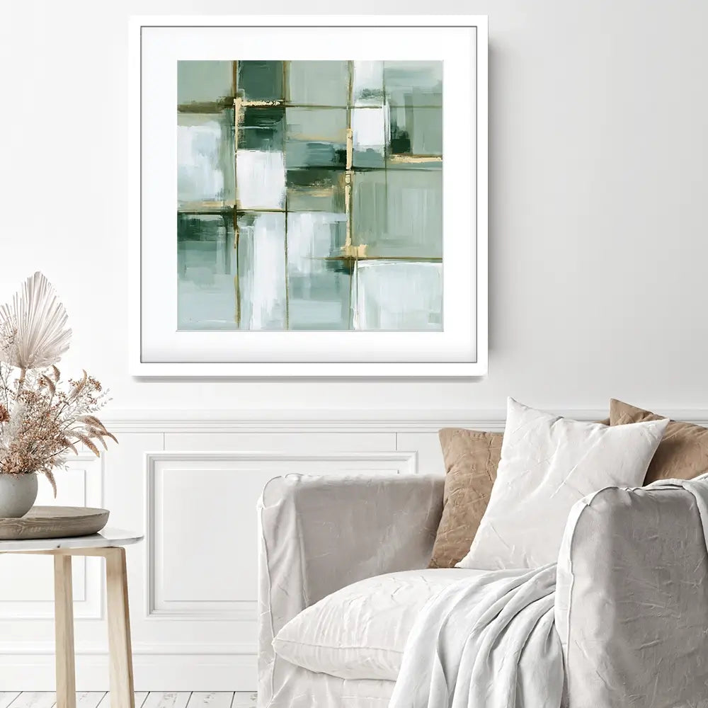 Slate Plaid Grid Square Framed Art Print Slate Plaid Grid Square Framed Art Print wall art product Chromatic Storm Studio