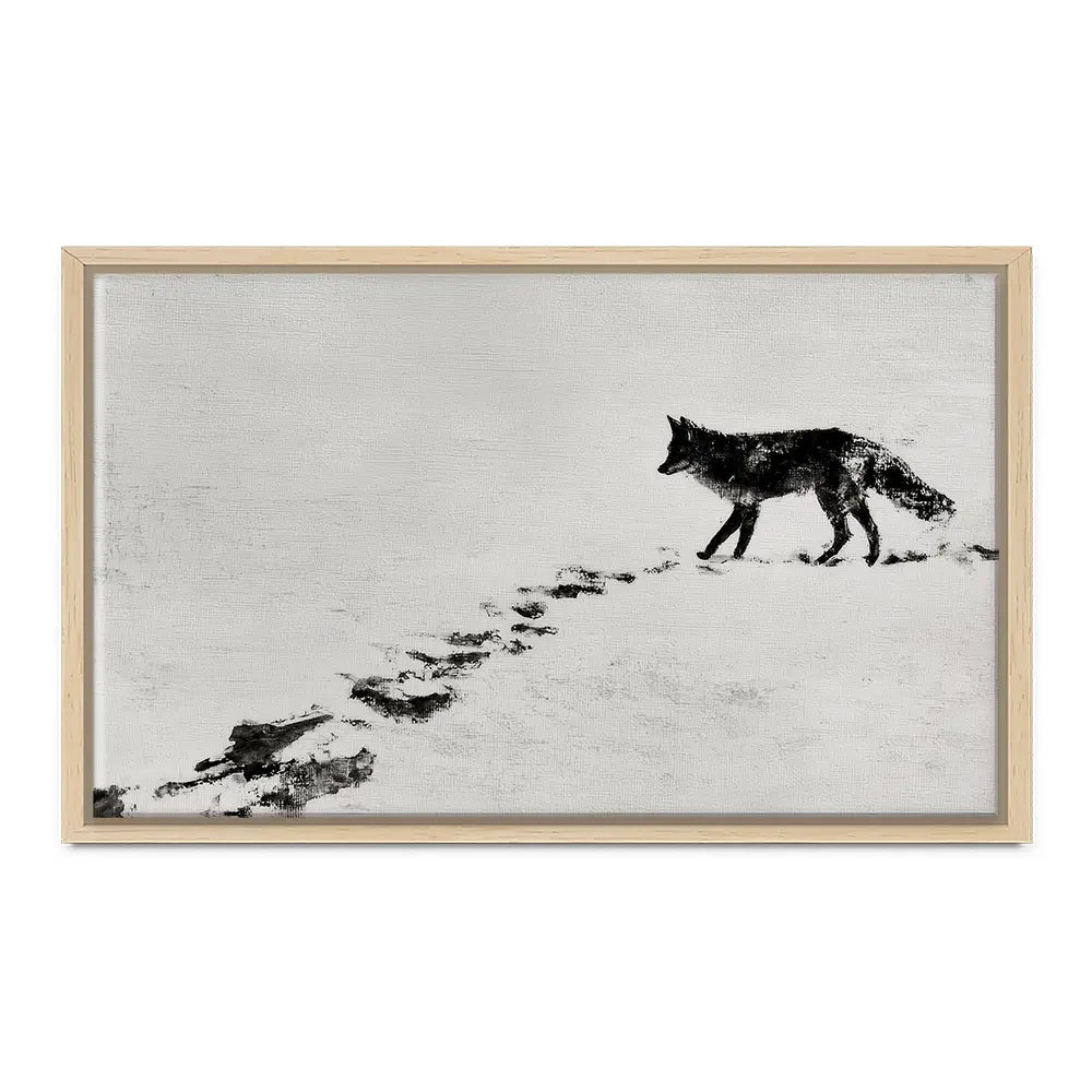 Snow Fox Trail Canvas Print Snow Fox Trail Canvas Print wall art product Chromatic Storm Studio