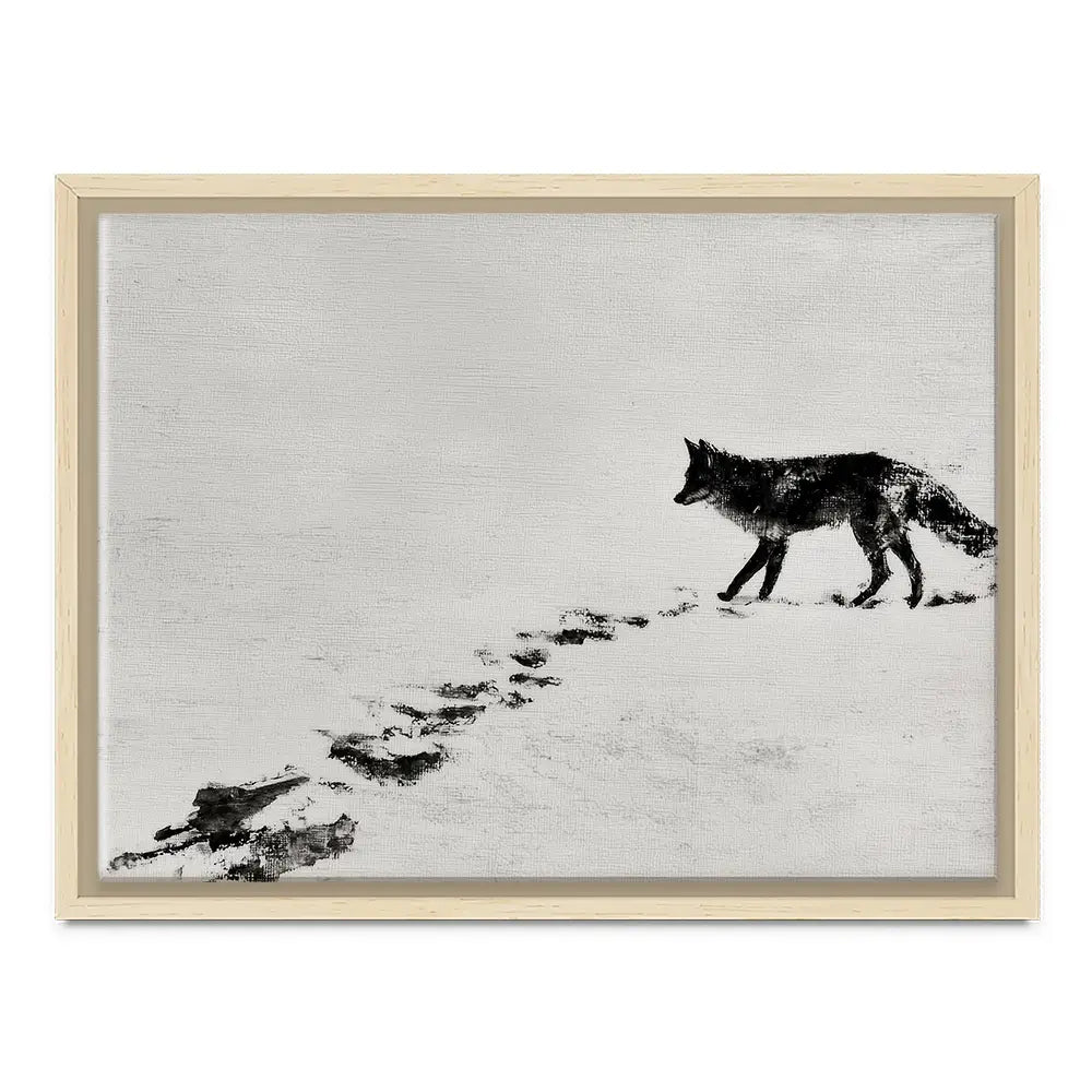 Snow Fox Trail Canvas Print Snow Fox Trail Canvas Print wall art product Chromatic Storm Studio