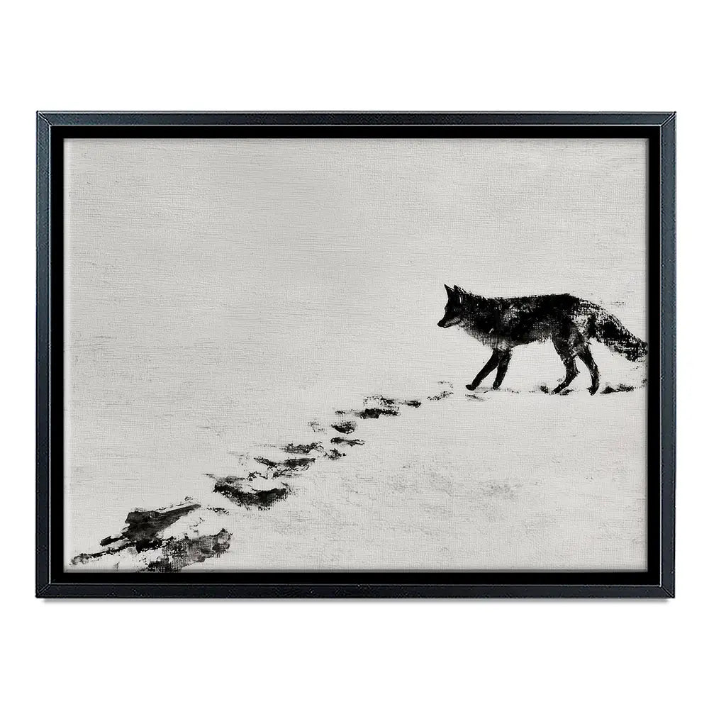 Snow Fox Trail Canvas Print Snow Fox Trail Canvas Print wall art product Chromatic Storm Studio