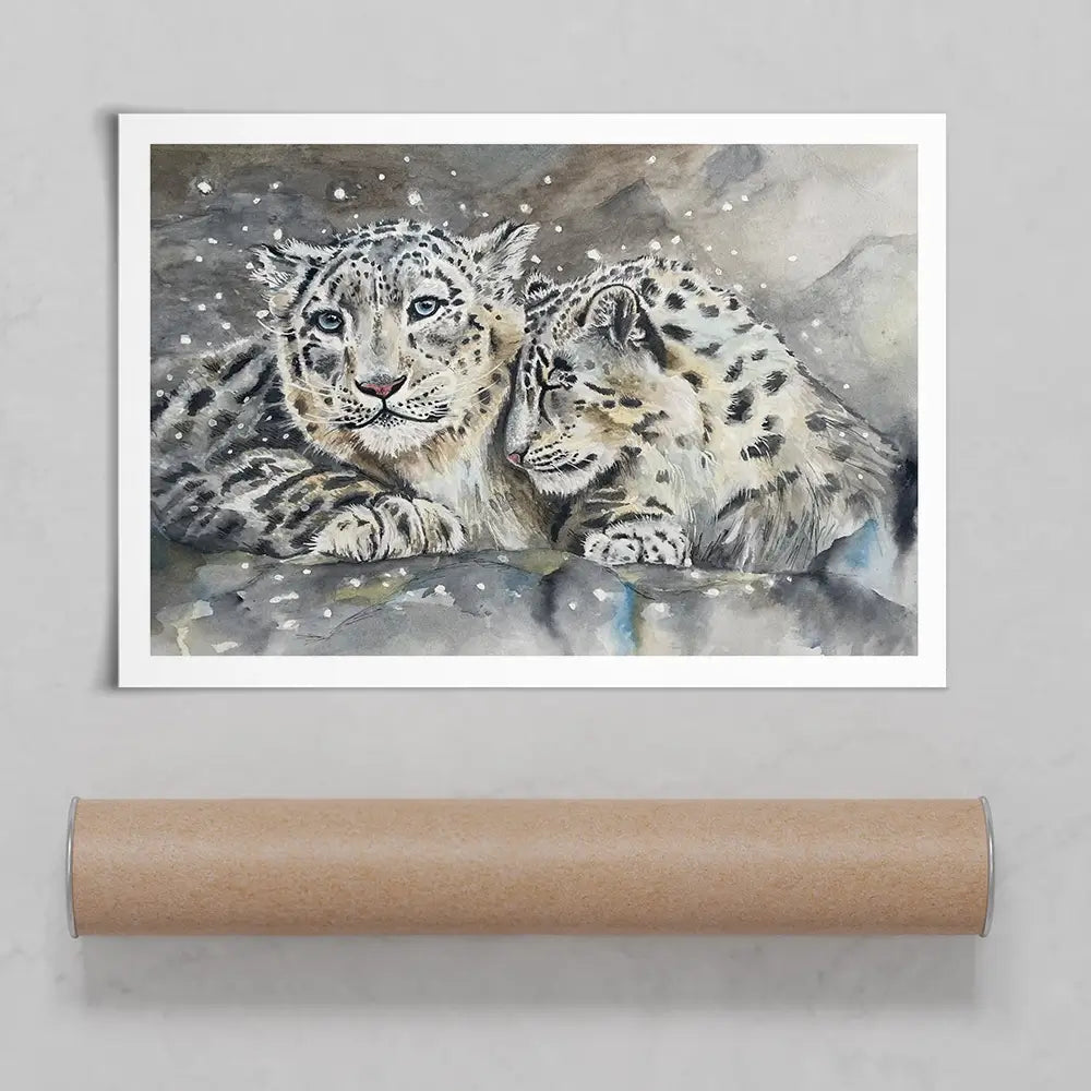 Snow Leopard Love Art Print Snow Leopard Love Art Print wall art product Karen Sutton