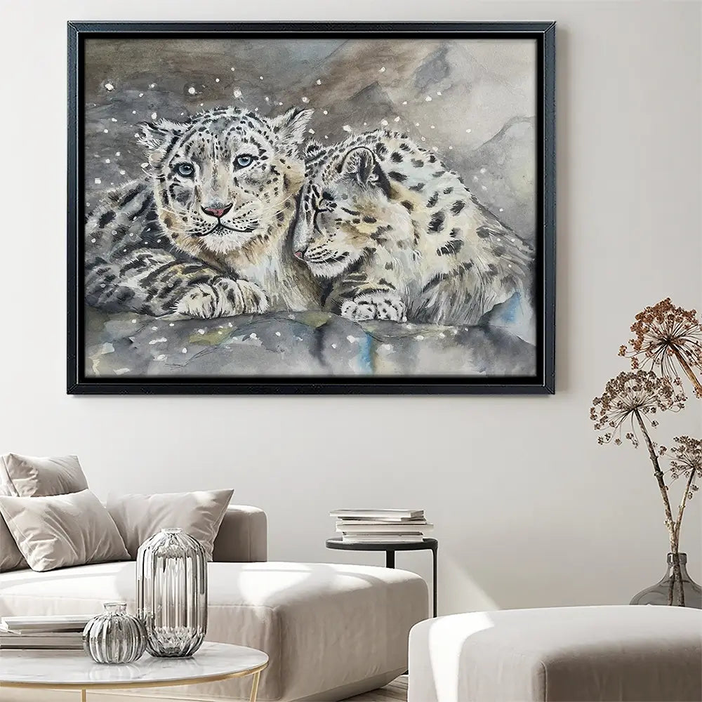 Snow Leopard Love Canvas Print Snow Leopard Love Canvas Print wall art product Karen Sutton