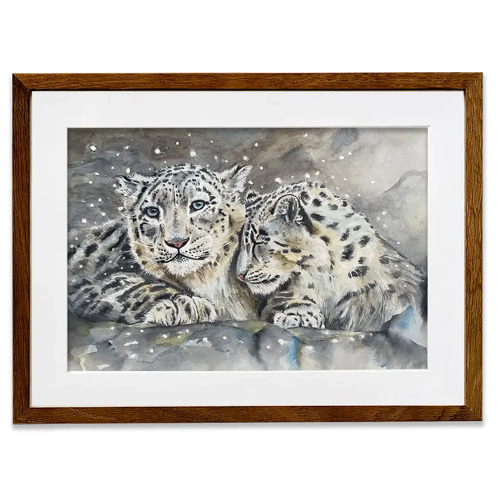 Snow Leopard Love Framed Art Print Snow Leopard Love Framed Art Print wall art product Karen Sutton
