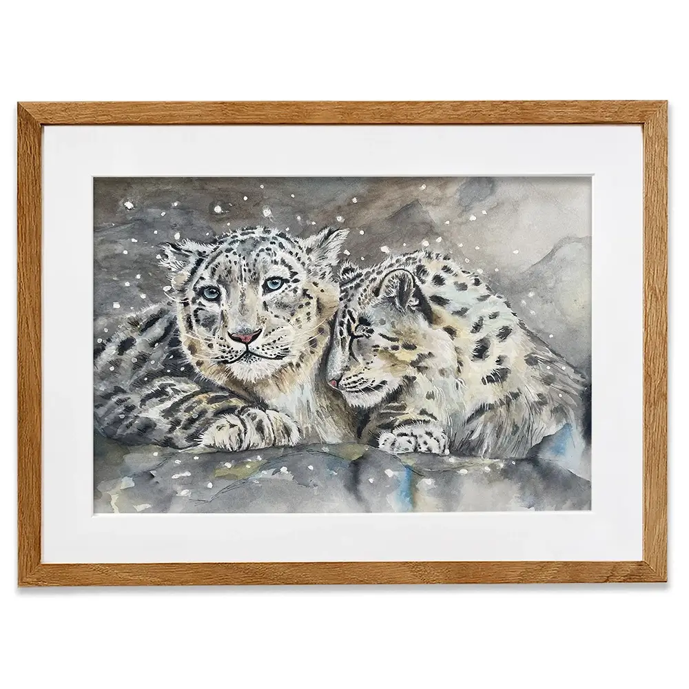 Snow Leopard Love Framed Art Print Snow Leopard Love Framed Art Print wall art product Karen Sutton