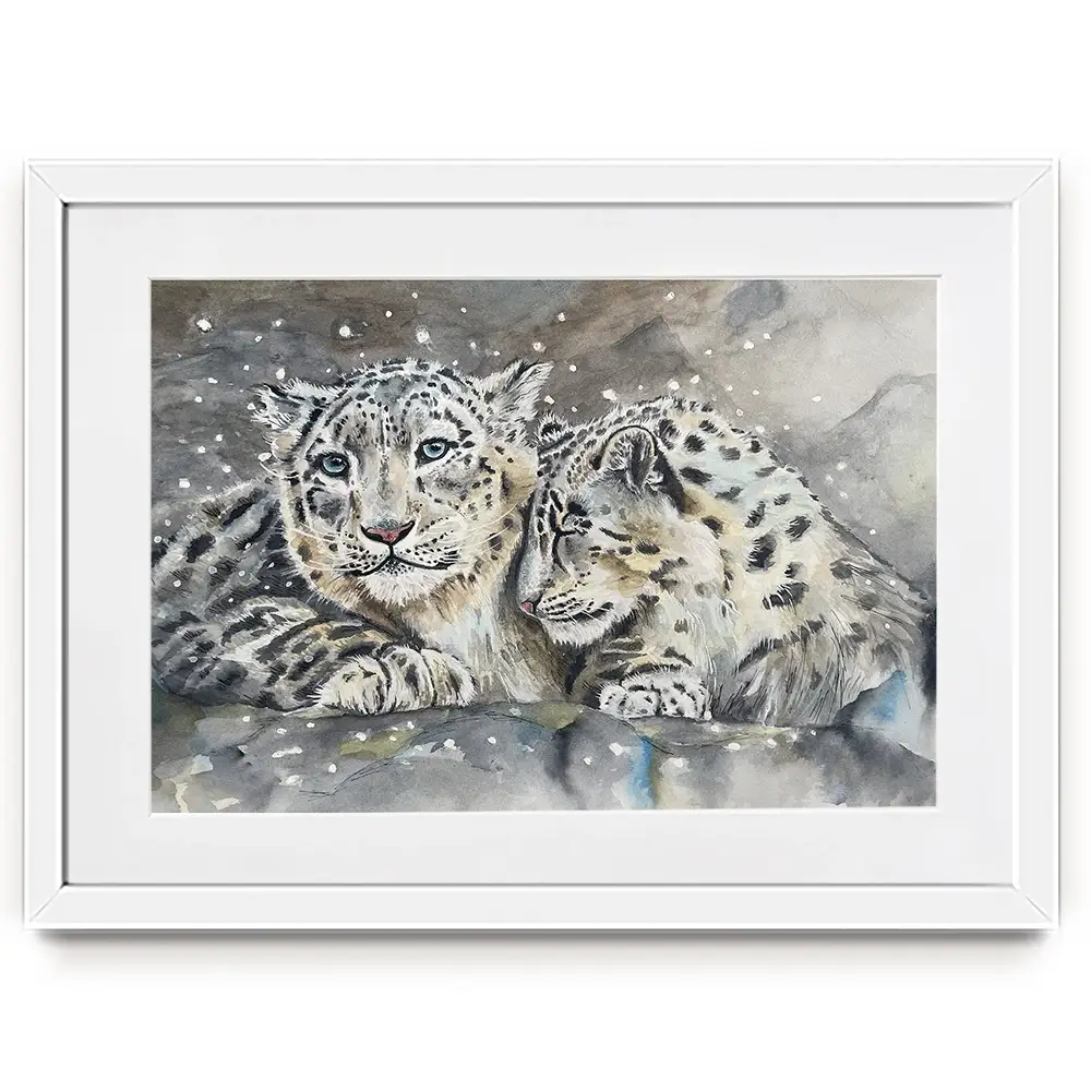 Snow Leopard Love Framed Art Print Snow Leopard Love Framed Art Print wall art product Karen Sutton