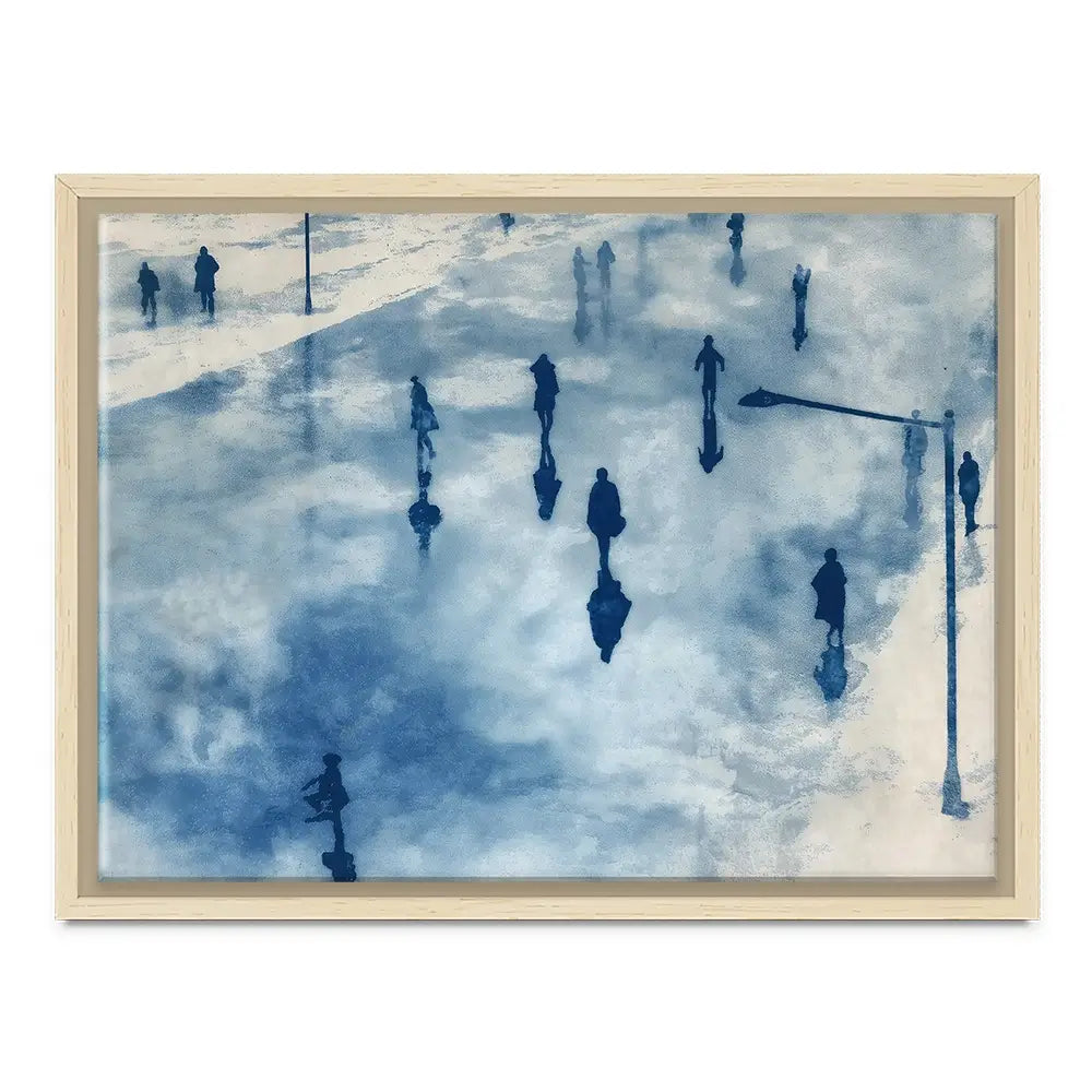 Snowy City Plaza With Walking Figures Canvas Print Snowy City Plaza With Walking Figures Canvas Print wall art product Chromatic Storm Studio