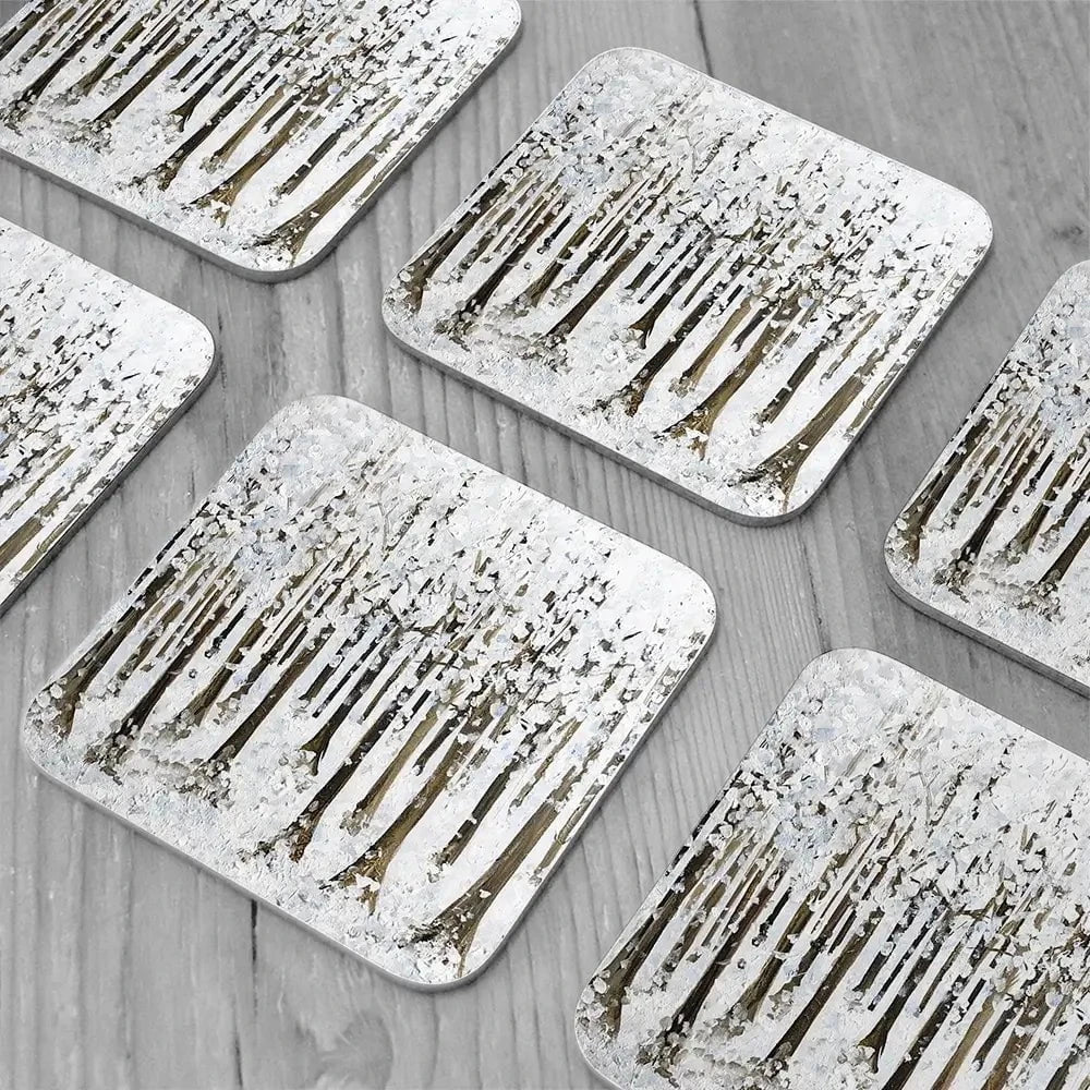 Snowy Forest Coaster Set Snowy Forest Coaster Set wall art product Charlotte Anna Reed