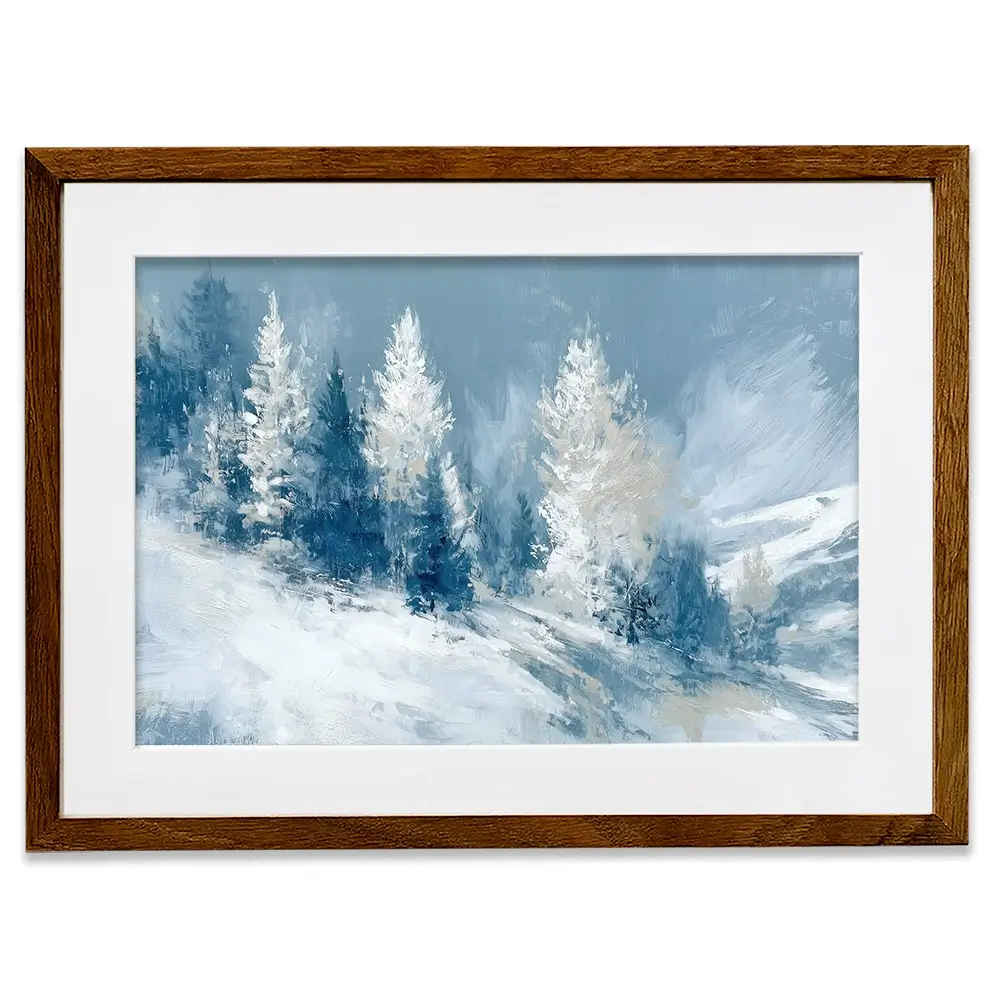 Snowy Pines On A Ridge Framed Art Print Snowy Pines On A Ridge Framed Art Print wall art product Chromatic Storm Studio