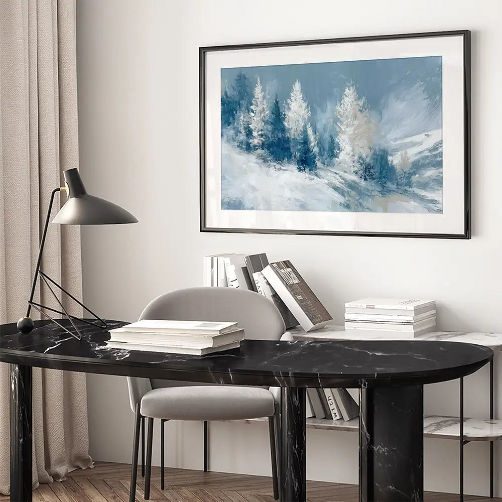 Snowy Pines On A Ridge Framed Art Print Snowy Pines On A Ridge Framed Art Print wall art product Chromatic Storm Studio