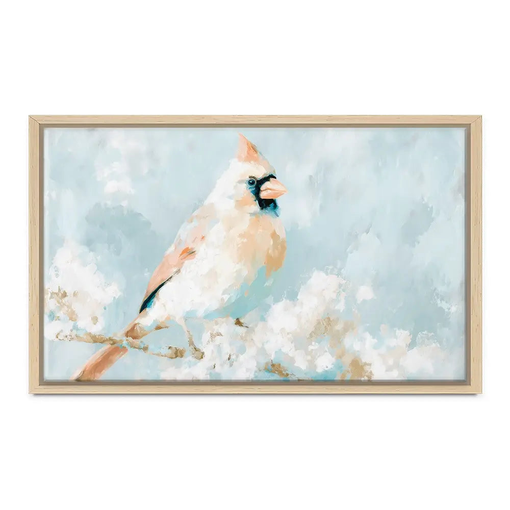 Soft Cardinal On Snowy Branch Canvas Print Soft Cardinal On Snowy Branch Canvas Print wall art product Chromatic Storm Studio