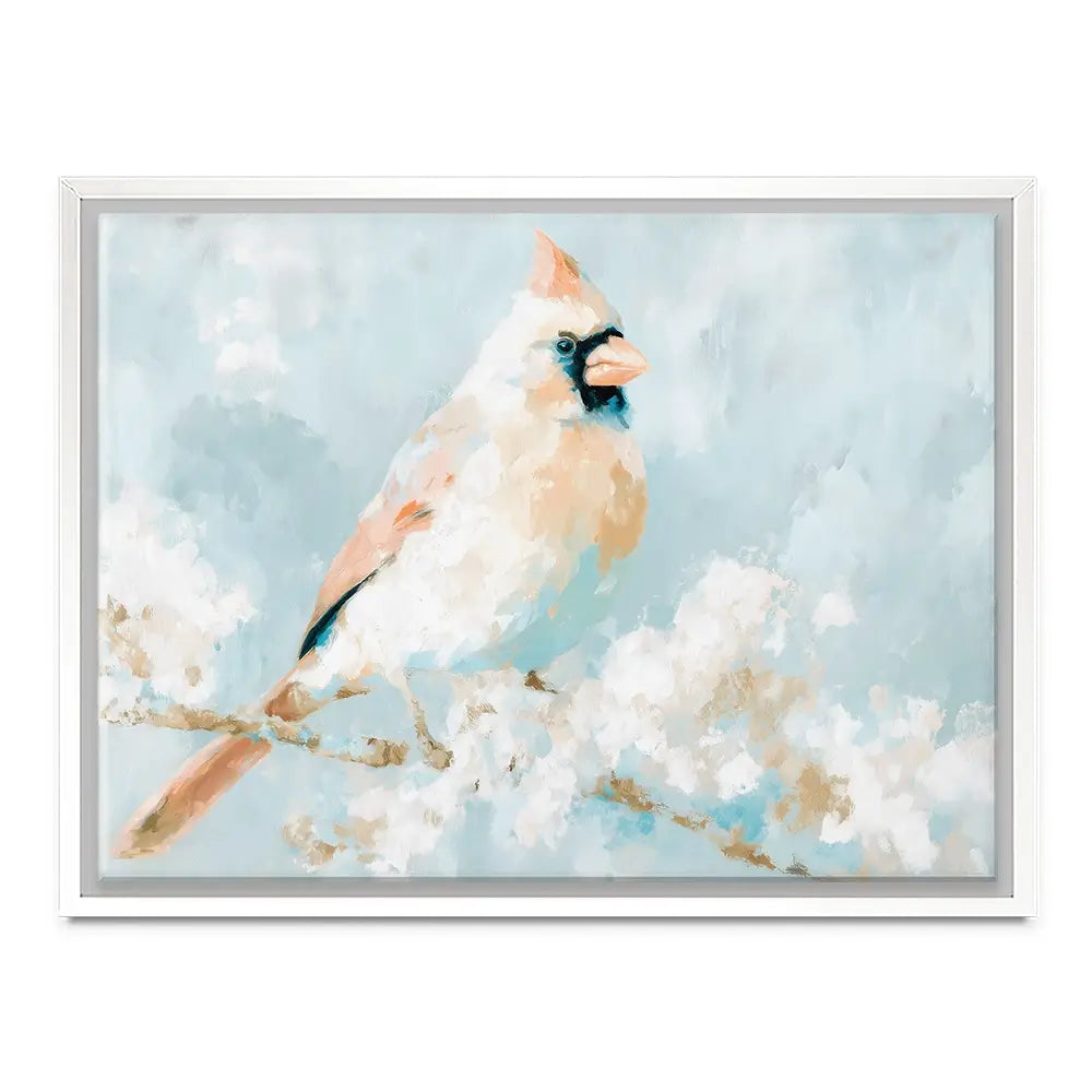 Soft Cardinal On Snowy Branch Canvas Print Soft Cardinal On Snowy Branch Canvas Print wall art product Chromatic Storm Studio